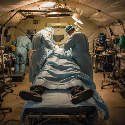 Field Operating Room Medical Team at Work