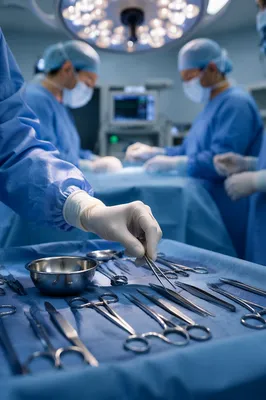 Surgical Team Preparing Instruments in Operating Room