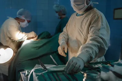 Focused Surgical Team in Hospital Operating Room
