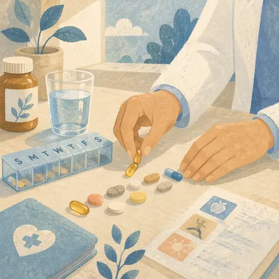 Vitamin Pills and Wellness Consultation Scene