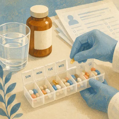 Weekly Vitamin Organizer on Clinic Desk