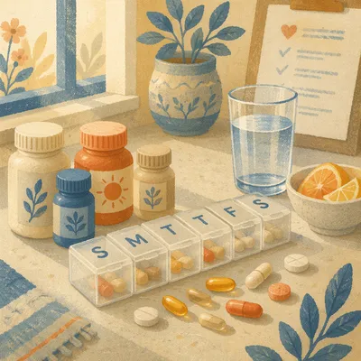 Organized Vitamins and Weekly Pill Organizer