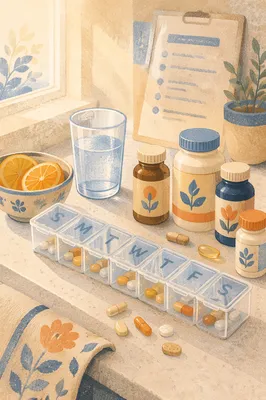 Organized Vitamins and Weekly Pill Organizer