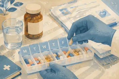 Weekly Vitamin Organizer on Clinic Desk