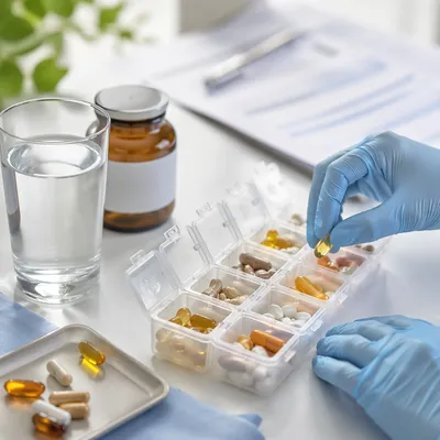 Weekly Vitamin Organizer on Clinic Desk