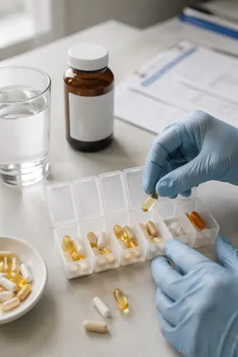 Weekly Vitamins Organizer on Clinic Desk