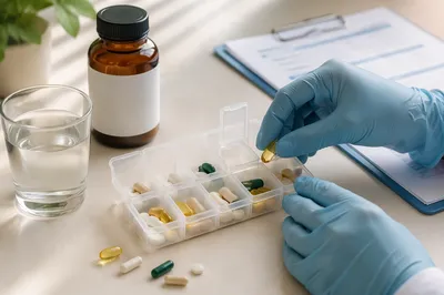 Weekly Vitamins Organizer on Clinic Desk