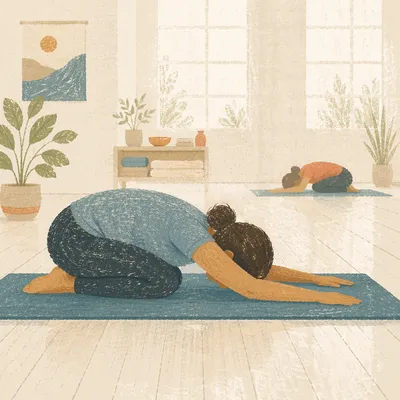 Peaceful Child Pose in Rehabilitation Studio