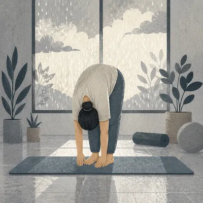 Peaceful Yoga Mat Stretch in Therapy Room
