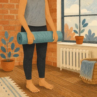 Peaceful Yoga Preparation in Bright Studio