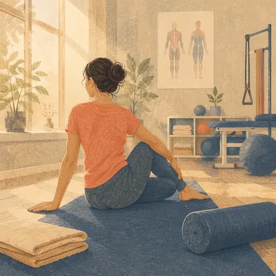Peaceful Therapy Stretch on Yoga Mat