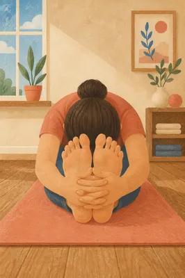 Peaceful Seated Stretch on Yoga Mat