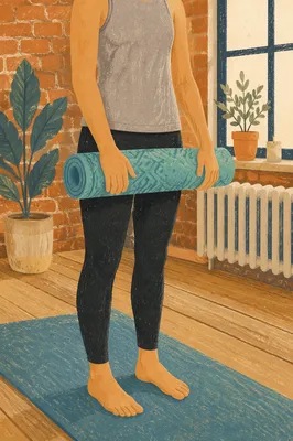 Peaceful Yoga Stretching Preparation in Bright Studio
