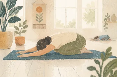 Peaceful Yoga Stretch in Rehabilitation Studio