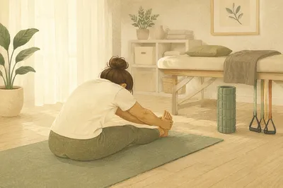 Peaceful Yoga Mat Stretch in Therapy Studio
