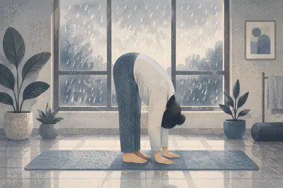 Peaceful Yoga Mat Stretch in Therapy Room