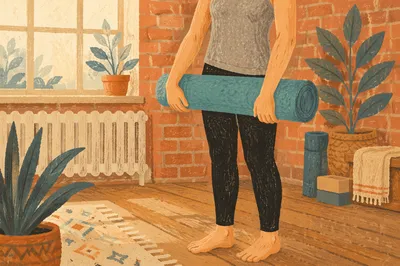 Peaceful Yoga Mat Stretching Preparation