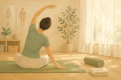 Peaceful Rehabilitation Stretch on Sage Yoga Mat