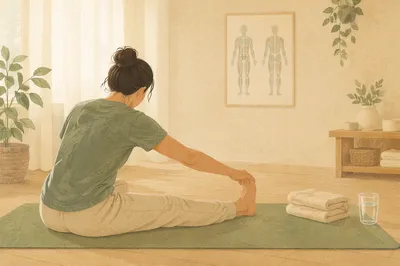 Peaceful Rehabilitation Stretching on Sage Yoga Mat