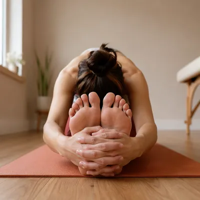 Peaceful Seated Stretch on Yoga Mat