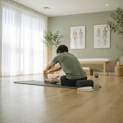 Peaceful Yoga Mat Stretch in Rehab Studio