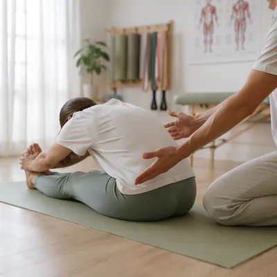 Peaceful Therapeutic Stretching in Rehab Studio