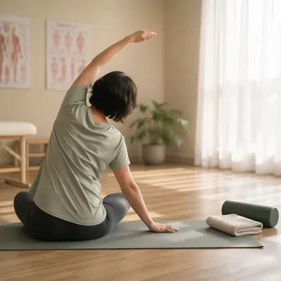 Peaceful Rehabilitation Stretch on Sage Yoga Mat