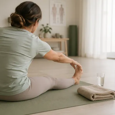Peaceful Rehabilitation Stretch on Sage Yoga Mat