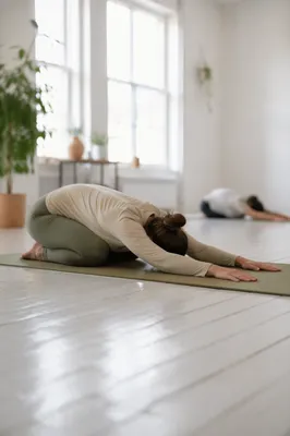 Peaceful Child’s Pose in Rehabilitation Studio