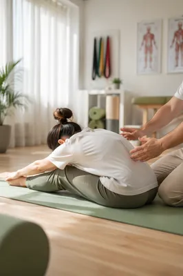Peaceful Therapeutic Stretching on Yoga Mat