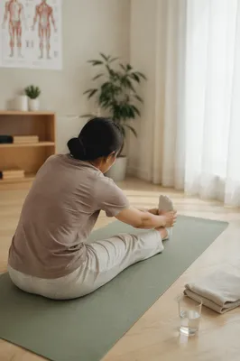Peaceful Rehabilitation Stretch on Sage Yoga Mat