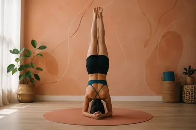 Peaceful Yoga Headstand for Wellness Therapy
