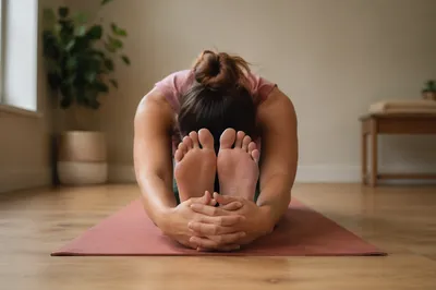 Peaceful Seated Stretch on Yoga Mat