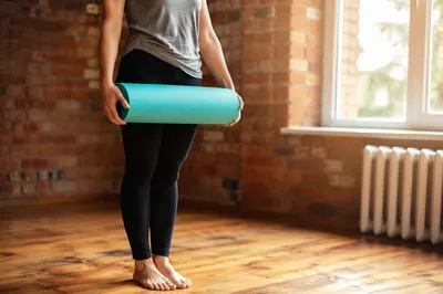 Peaceful Yoga Mat Stretching Preparation
