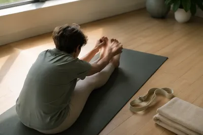 Peaceful Rehabilitation Stretch on Yoga Mat
