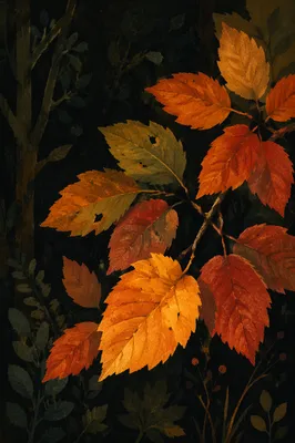 Colorful Autumn Leaves in Golden Woodland Light