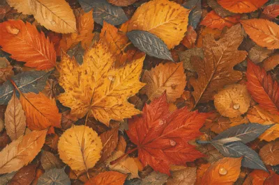 Colorful Autumn Leaves Forest Floor Flat Lay