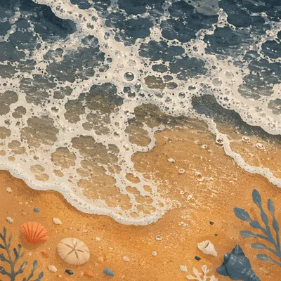Tropical Wave Foam on Golden Sand