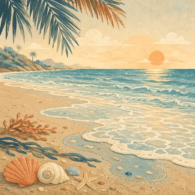 Peaceful Tropical Shoreline at Sunrise