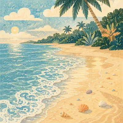 Tropical Beach Waves on Golden Sand