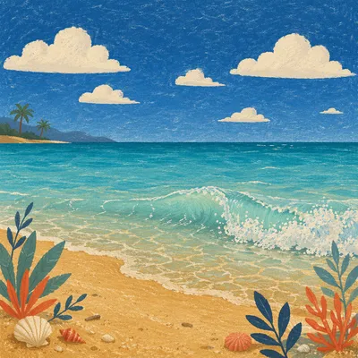 Peaceful Tropical Shoreline Wave at Summer Beach