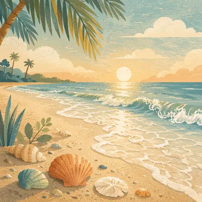 Peaceful Tropical Shoreline at Summer Sunrise