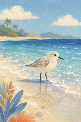 Shorebird on Tropical Summer Beach