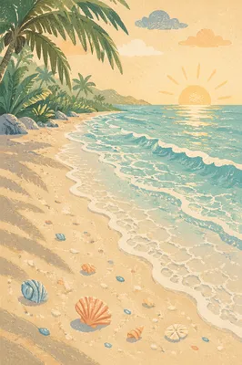 Serene Tropical Beach Waves at Sunrise