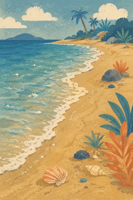 Tropical Shoreline Waves on Golden Sand