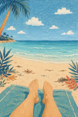 Relaxed Tropical Beach Waves and Sandy Shore