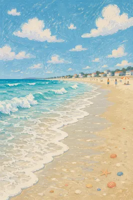 Peaceful Tropical Beach Waves and Summer Shoreline