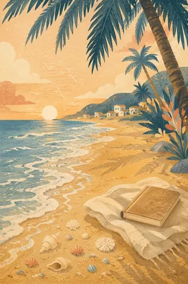Peaceful Tropical Shoreline with Sunrise Waves