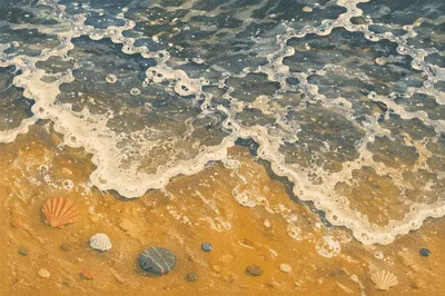 Tropical Wave Foam on Golden Sand