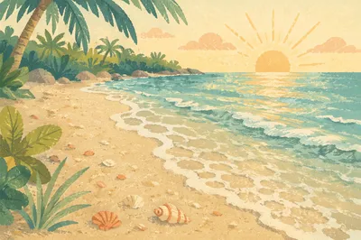Serene Tropical Beach Waves at Sunrise